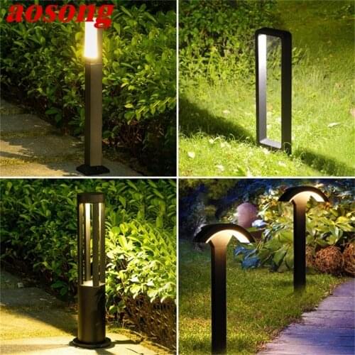 AOSONG Outdoor Lawn Lamp Contemporary LED Waterproof Patio Garden Light For Home Porch Villa