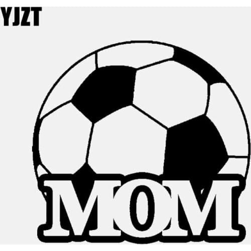 YJZT 14.2CM*13.2CM SOCCER BALL MOM Player Vinyl Decal Car Sticker Football Sport Black/Silver C3-1749