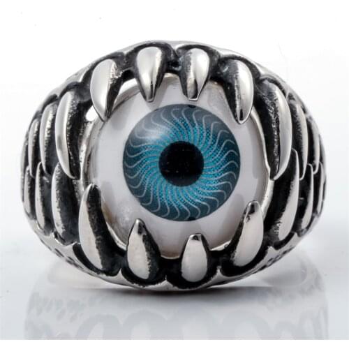 Mens stainless steel eyeball ring punk rock party jewelry birthday gifts for dad him girlfriend wholesale dropshipping R31