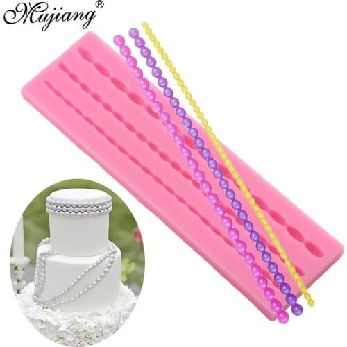 Pearl Chain Cake Border Silicone Mold Sugarcraft Lace Fondant Cake Decorating Tool DIY Cupcake Baking Chocolate Gumpaste Mould