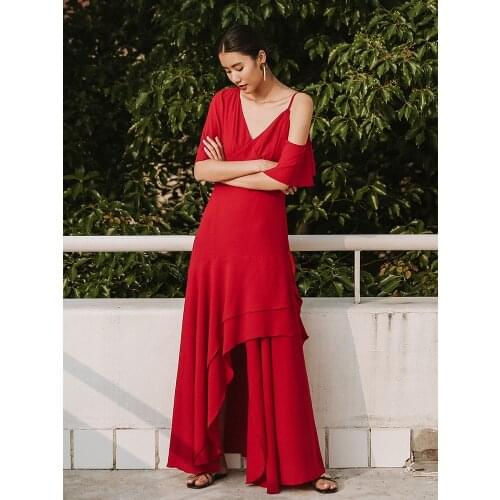 Isilove Bali Beach Skirt Womens Seaside Vacation 2021 New Red Open Back Dress