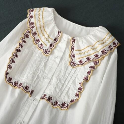 Lamtrip Boutique Ukrain Style Square Exotic Embroidery Cotton Retro Shirt Blouse Women