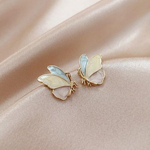 Womens Fashion Earrings Dripping Butterfly Stud Earring Girl Sweet Cute Insect Jewelry Accessories Earrings for Women