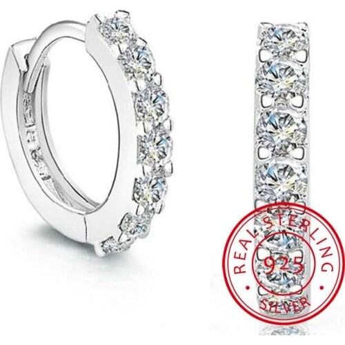 LEKANI 925 Sterling Silver Earring Sparkling Single Row Zirconia Stud Earring For Women brincos oorbellen pendientes Prata S-E14