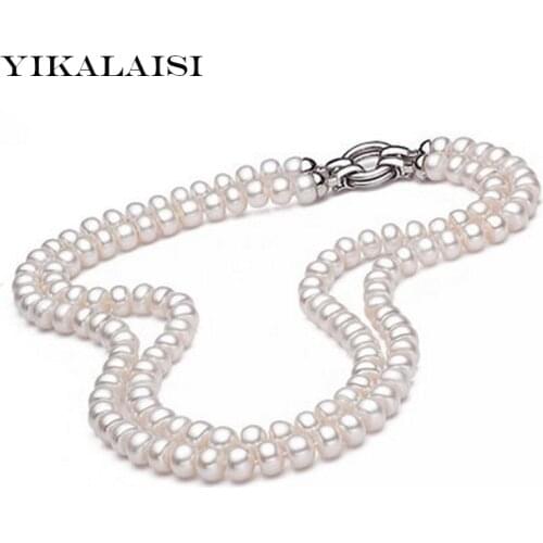 YIKALAISI 2017 100% Genuine Natural freshwater pearl necklace for women 925 sterling silver Jewelry 8-9 mm pearl best gifts