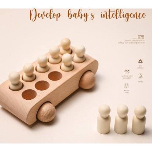 1 Set Multifunctional Wooden Montessori Educational Car Building Blocks Kids Intelligence Educational Training Toys Gift