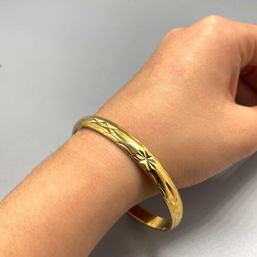 1Pcs Dubai Gold Color Bangles For women man Bangles African bridal Wedding Jewelry gifts bracelet jewelley