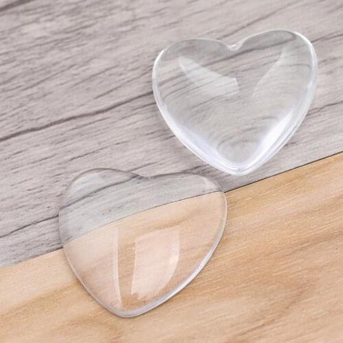 10pcs heart shape clear glass cabochon 20mm 25mm diy flatback jewelry making accessories