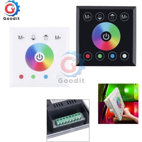 DC12V 4A*4CH Black Tempered Glass Panel Digital Touch Screen Dimmer Home Wall Light Switch For RGBW LED Strip Tape 4 Channel