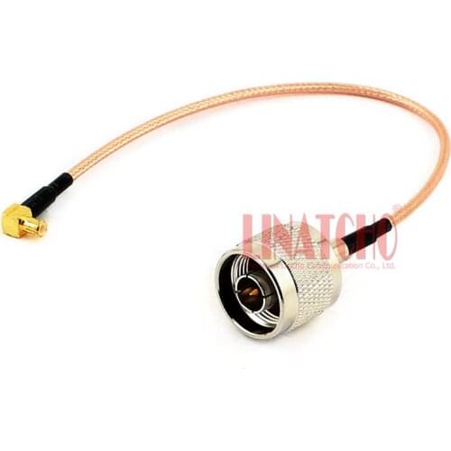 15CM 1/2ft RG316 pigtail jumper cable N male to right angle MCX male adaptor