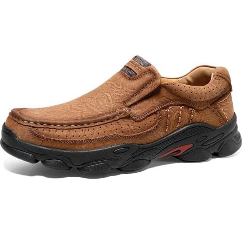 2021 New High Quality Mens shoes Genuine Leather Casual Shoes all-match wear-resistant breathable Driving Work Shoes