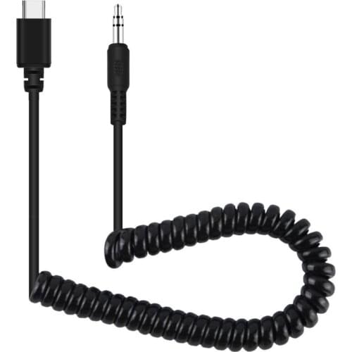 3.5mm TRRS Male to Type-C / USB-C Male Live Microphone Audio Adapter Spring Coiled Cable for DJI OSMO Pocket / DJI Pocket 2