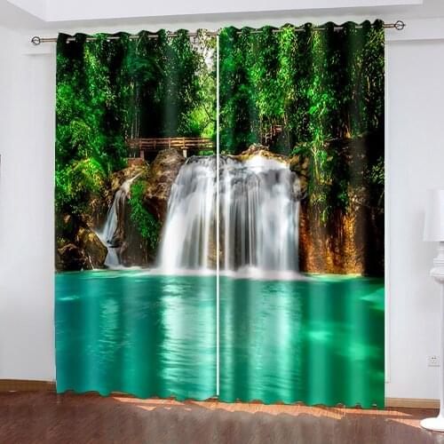 3D Landscape Printing Living Room Sunshade Custom Curtain Set Childrens Bedroom Hook Decoration