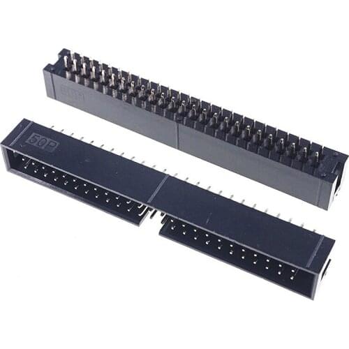 50 Pcs Shrouded Box header IDC Socket 2.54mm 2x25 Pin 50 P Straight Male square pin 0.64mm 2 rows 2.54 Through hole DIP