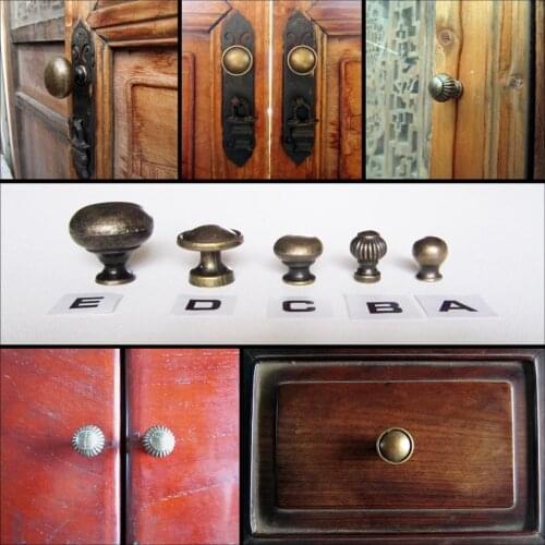 6pcs Antique Brass Jewelry Box Drawer Cabinet Cupboard Door Window Handle Pull Knob