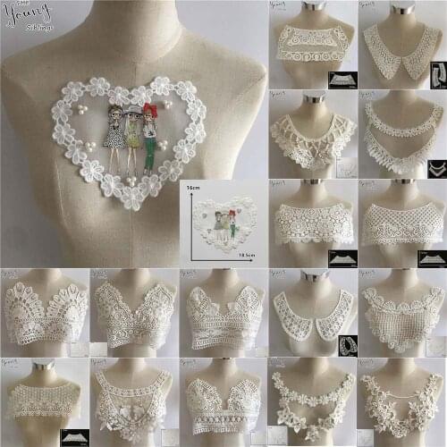 White Organza Lace Fabric Embroidery Applique Lace Collar Neckline DIY Sewing Wedding Dress Accessories Scrapbooking Supplies