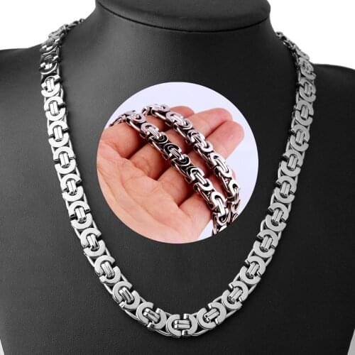 11mm Fashion Mens Necklace For Woman Gold Silver Color Stainless Steel Choker Classical Byzantine Chain Hip Hop Boys Gift Lover
