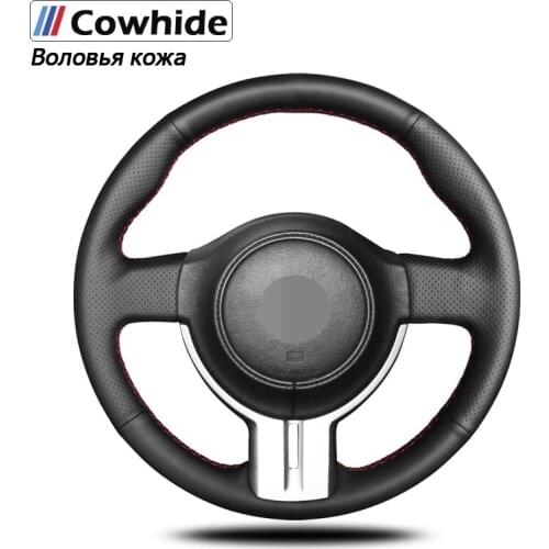 Handsewing Black Genuine Leather Steering Wheel Covers For Toyota 86 2012-2015 Subaru BRZ 2012-2015