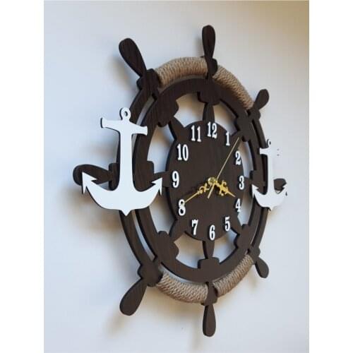 D Decorative Wooden Ship Rudder Wall Clock Product sizes 40 cm x 40 cm is and thickness 6,7mm