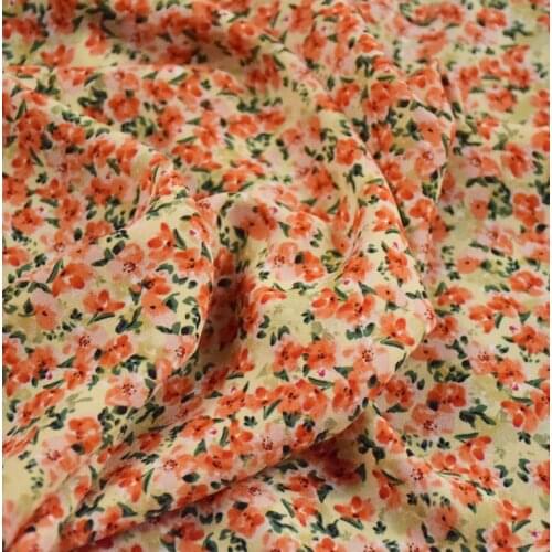 Elegant Small Floral High-end Stretch Crepe De Chiffon Fabric Impervious Dress Shirt Girl Clothing Handmade DIY Fabric