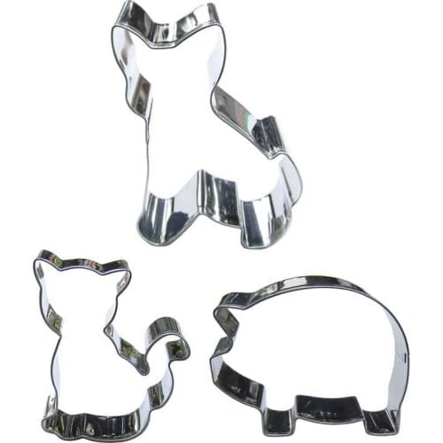Shepherd, Cat, Fat Pig shaped 3 piece biscuit cutting molds, baking tools, cake decorating soft candy tools