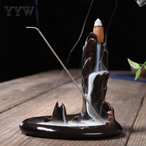 Incense Burner Backflow Mountain Flowing Water Ceramic Vintage Creative Incense Burner Small Ornaments Incense Stick Holder