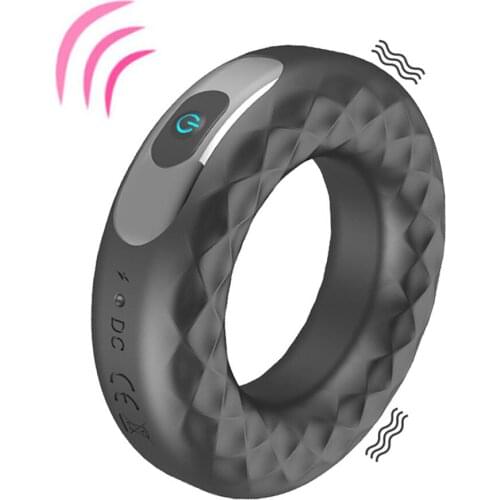 Penis Ring Vibrator Rechargeable Delay Ejaculation Vibrating Stimulator Silicone Cock Ring Stimulation Massager Sex Toys For Men