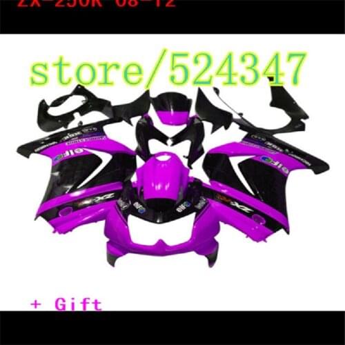 Purple black for Kawasaki Ninja 250r Fairing body kit 2008 - 2014 EX250 2009 2010 2011 2012 ZX 250 fairing kits parts