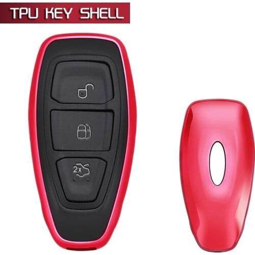 Red Soft Protective key Case Shell Cover for Ford Fiesta Focus Kuga Eco sport