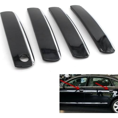 4PCS/Set Auto Car Outside Door Handle Cover Cap Gloss Black &Chrome Silver for AUDI A6 C6 2005-2011