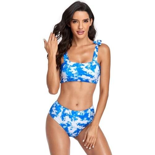 Swimsuits Women Summer 2021 Ladies Tie-dye High Waist Two Piece Bikini Bralette Separate Swimsuit Beachwear Bathing Suits