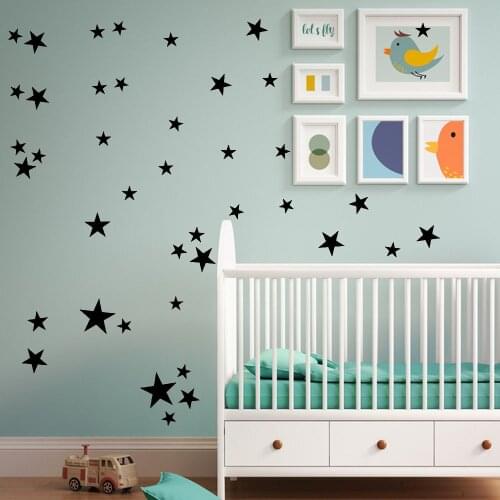24pcs/set 3-10cm Cartoon Starry Wall Sticker For Kids Baby Rooms Nursery Wall Decals Cute Stars Wardrobe Fridge Vinyl Art Mural