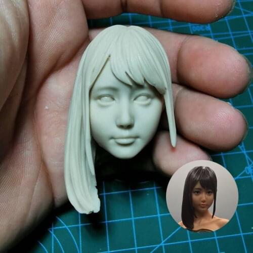 Unpainted 1/6 Android Beautiful Girl Head Sculpt Carving Model Fit 12'' Feamle Soldier Action Figure Body