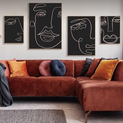 New Black Line Simple Abstract Character Wall Art Canvas Poster Decoration Painting Living Room Home Decoration