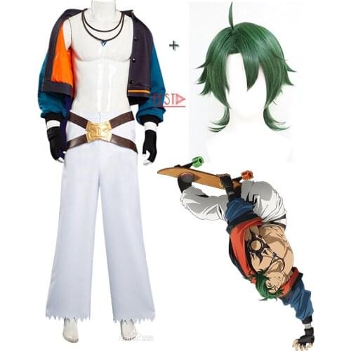 Anime SK8 The Infinity Joe Kojirou Nanjou Cosplay Costume Wigs Coat Pants Belt Necklace Gloves Sk Eight Skateboard Outfits Man