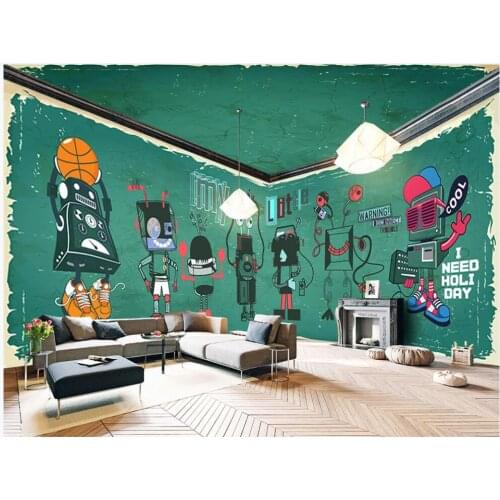 Custom photo 3d wallpaper Doodle Robot Contest Theme Space Whole house background wall 3d wall mural wallpaper for wall 3 d