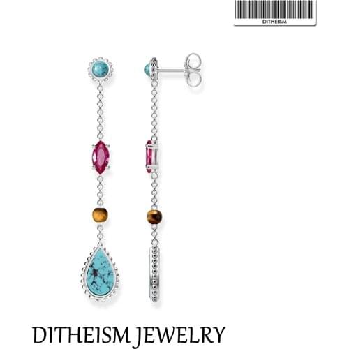 Earrings Riviera Color Stones Eardrop 2021 Brand New Fine Jewelry Europe Style 925 Sterling Silver Bijoux Gift For Women Girls