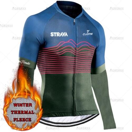 STRAVA 2021 Team Cycling Sportswear Winter Cycling Jersey Woman Winter Fleece MTB Long Sleeves Cycling Clothing Thermal Wear