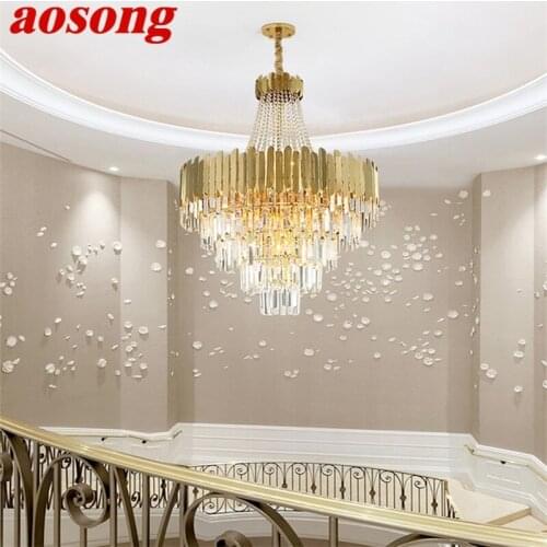 AOSONG Chandelier Gold Pendant Lamp Fixtures Postmodern LED Light for Home Living Dining Room Villa