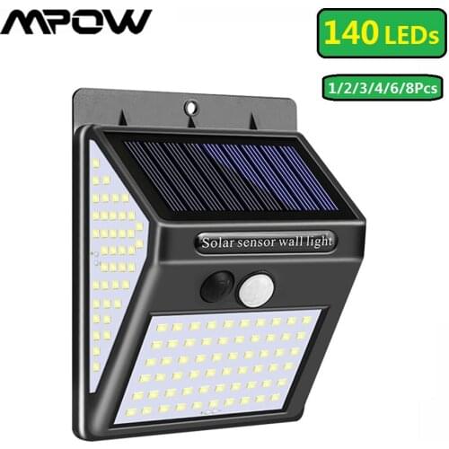 140 LED Solar Light Outdoor PIR Motion Sensor IP65 Waterproof Solar Powered Lamp 270° Wide Angle& 25 Hrs Lighting Emergency Lamp