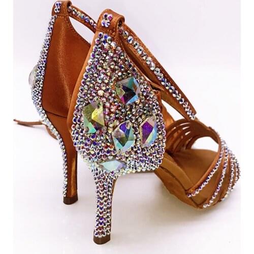 BD 311 Girl Latin Dance Shoes Soft Bottom Adult Latin Shoes Diamond Shoe Add Drill Ballroom SALSA Sandals Women FREE BAG HOT