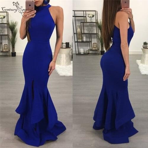 Royal Blue Mermaid Evening Dresses Long Side Split Flor Length 2020 Prom Dress Formal Party Gowns Robe De Soiree