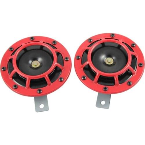 2PCS HD Red Hella Super Loud Compact Electric Blast Tone Air Horn 12V 115DB For Motorcycle Car Speaker Horns