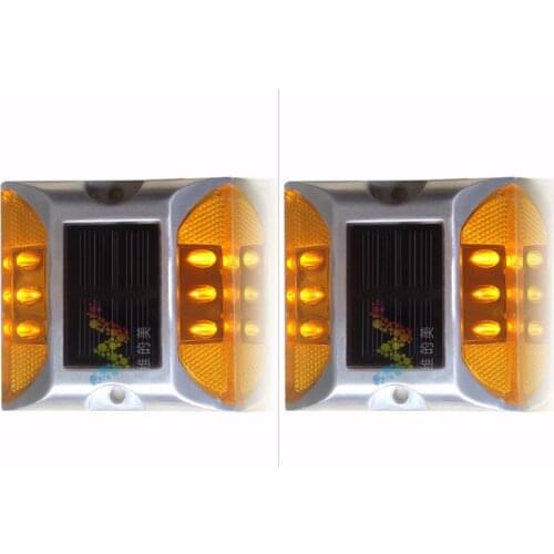 2X Solar Powered LED Road Stud Amber Road Flashing Light one Pack