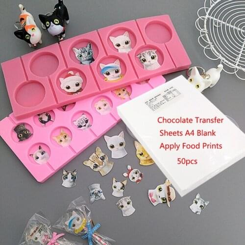 50pcs Edible Ink Printing Rice Paper For Chocolate Transfer Sheets A4 Blank Apply Food Prints Onto Chocolate Wholesale