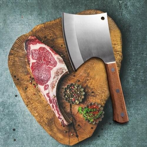 6.5 Inch Chop Bone Knife Heavy Duty 5Cr15Mov Stainless Steel Butcher Kitchen Knife Comfortable Wood Handle Thicken Blade