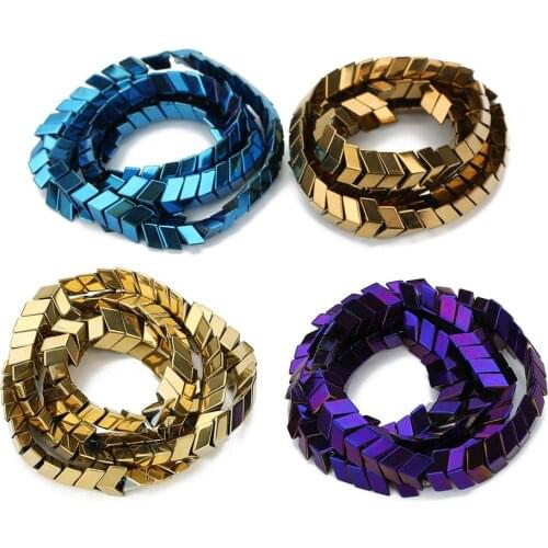 6mm Gold/Silver Color Plating Coated Natural Stone Hematite Arrow Shape Spacer Loose Beads For Diy Jewelry Marking 15"