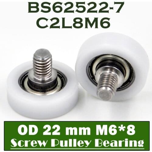 625ZZ Screw Pulley Bearing OD 22 mm M6*8 ( 2 PCS ) Doors and Windows Roller Mute Wheel POM 625 Plastic Covered Bearings