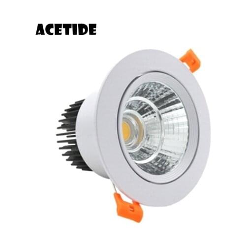 ACETIDE Recessed Dimmable LED Ceiling Light Lamp 3W/ 5W/ 7W/ 9W /12W/ 15W Round COB Spotlight LED Downlights AC85-265V