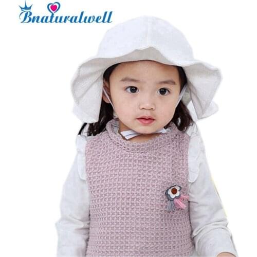 Bnaturalwell Kids Soft Cotton Wide Birm Sun Cap Bucket Panama Summer Outdoor Breathable Hats Baby Girls Boys Beach Sunhat H135D